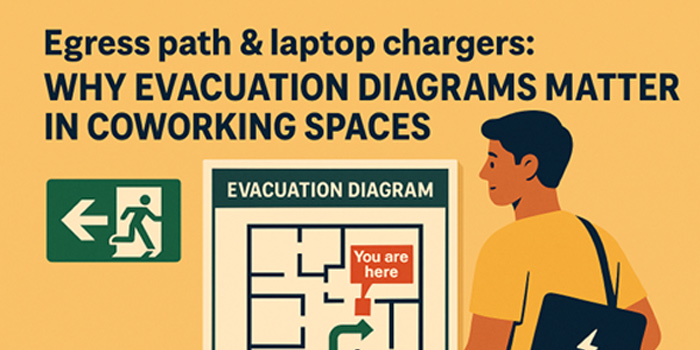 Egress paths & laptop chargers: why evacuation diagrams matter in coworking spaces